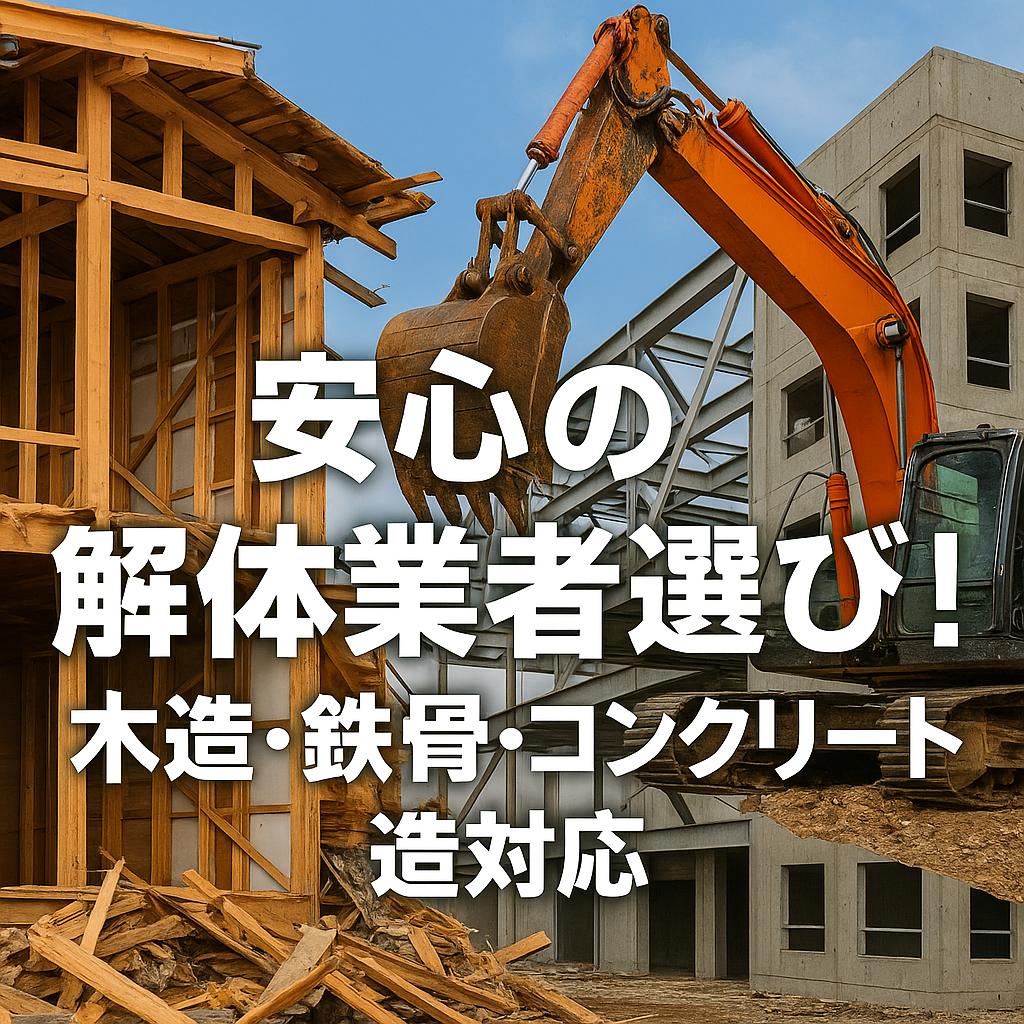 安心の解体業者選び！木造・鉄骨・コンクリート造対応